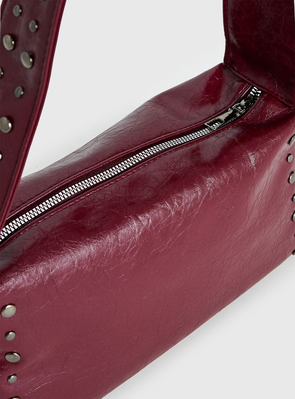 Kaiser Stud Detail Shoulder Bag Burgundy