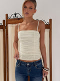 Missimo Ruched Mesh Corset Top Cream