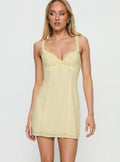 Nadean Anglaise Frill Mini Dress Lemon