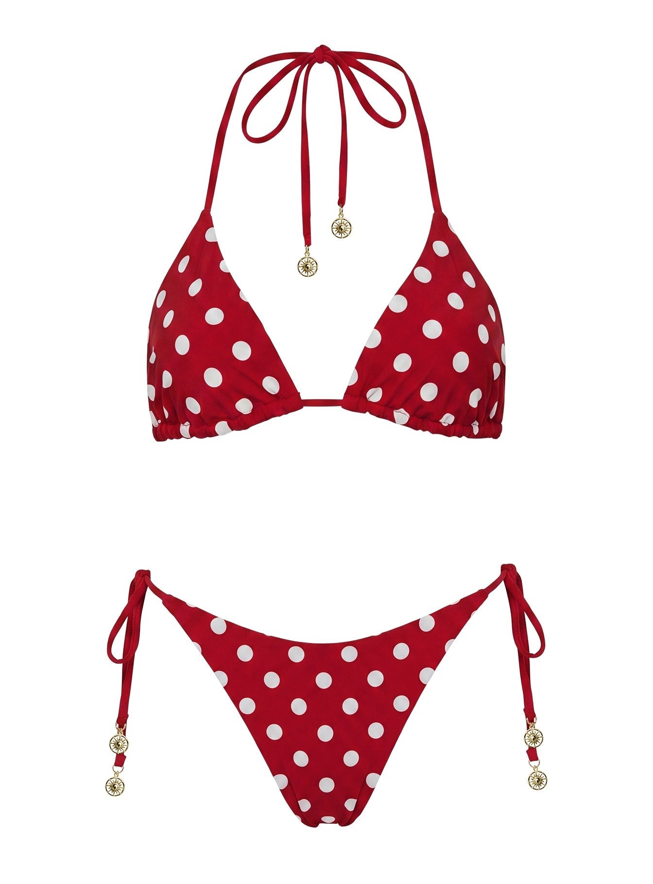Nevaeh Reversible Triangle Bikini Top Red Polka Dot