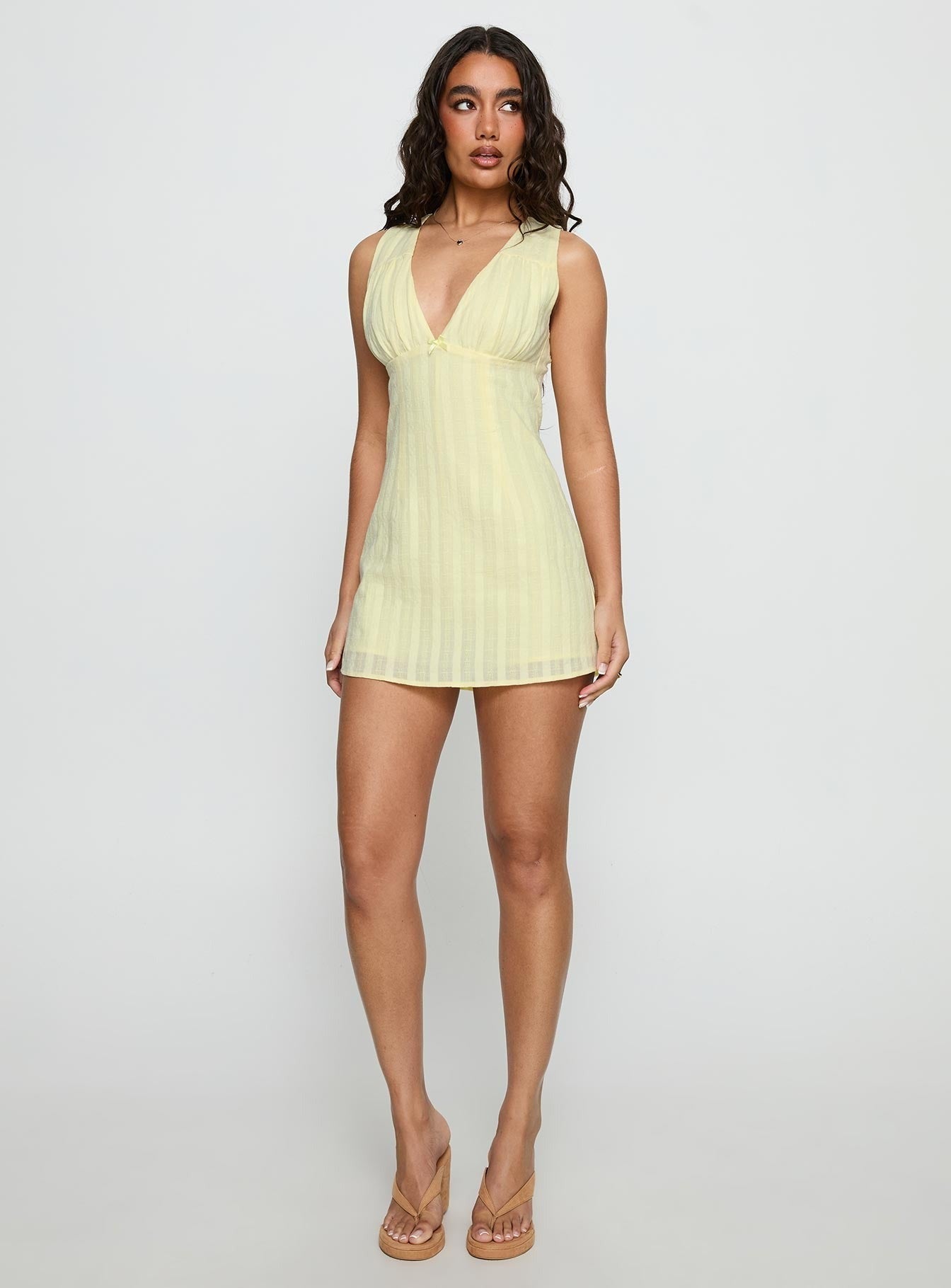 Kristol Plunge Neck Romper Yellow