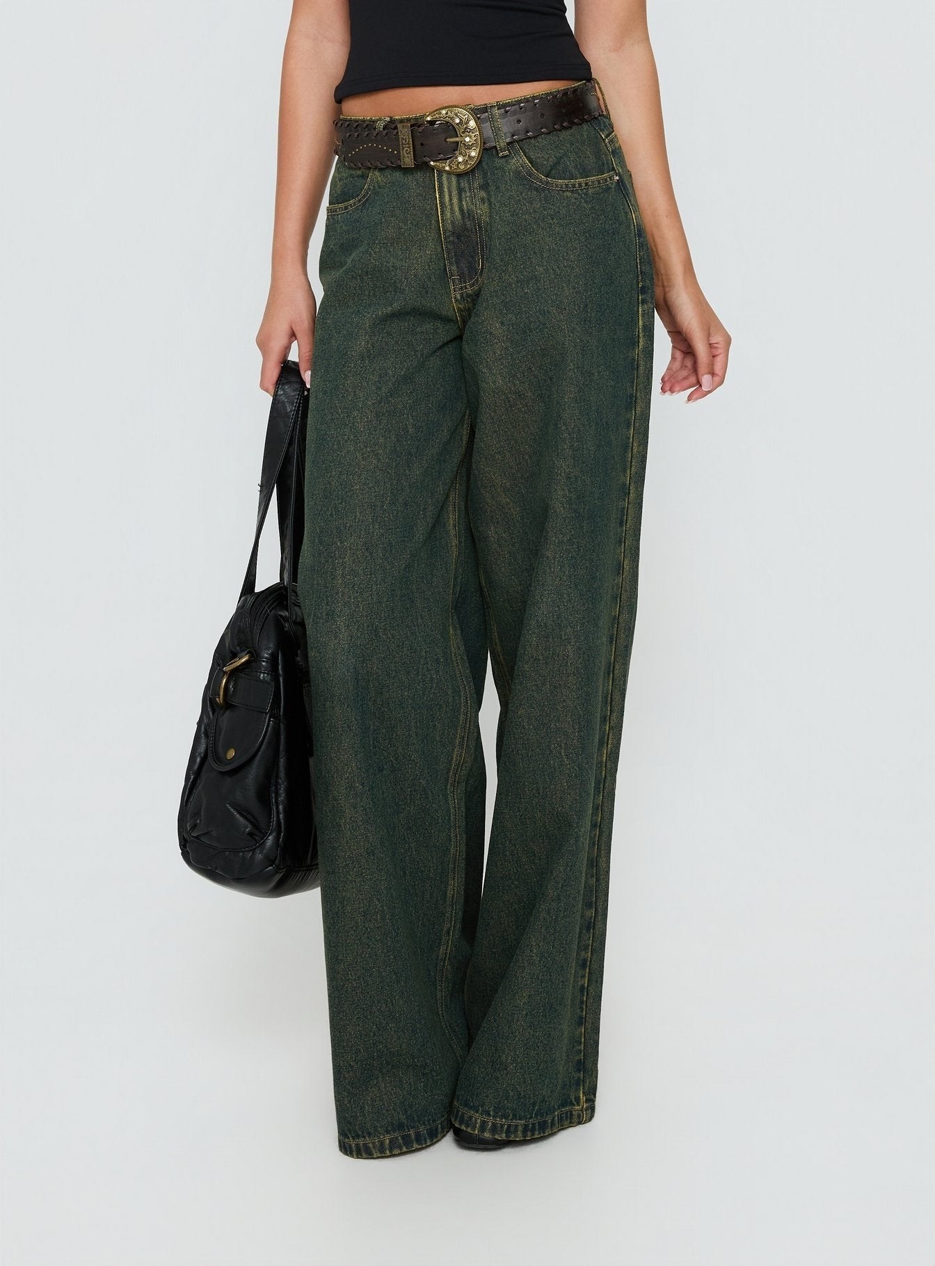 Naylor Mid Rise Wide Leg Jeans Grunge Wash