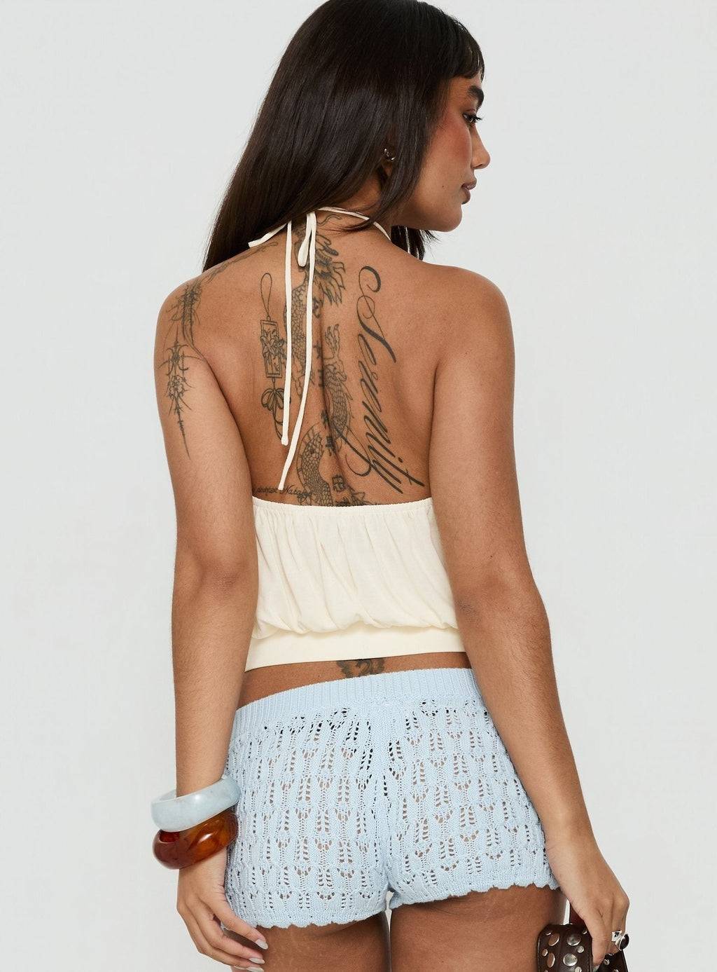 Summer Sorbet Gathered Halter Top Cream