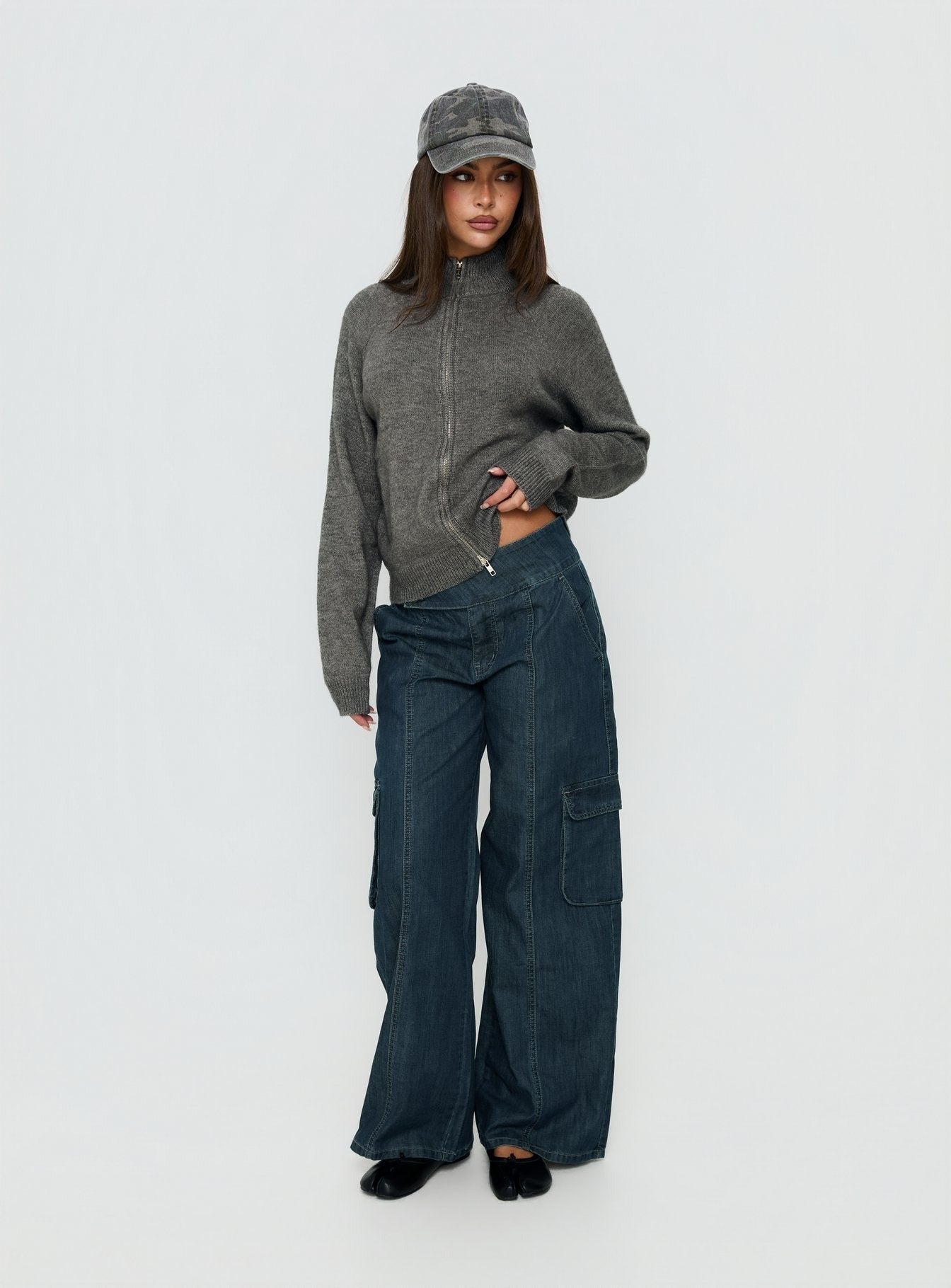Kaylei Zip Through Cardigan Charcoal