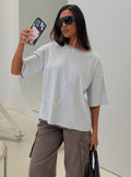 Settle Down Short Sleeve Top Grey / White Stripe