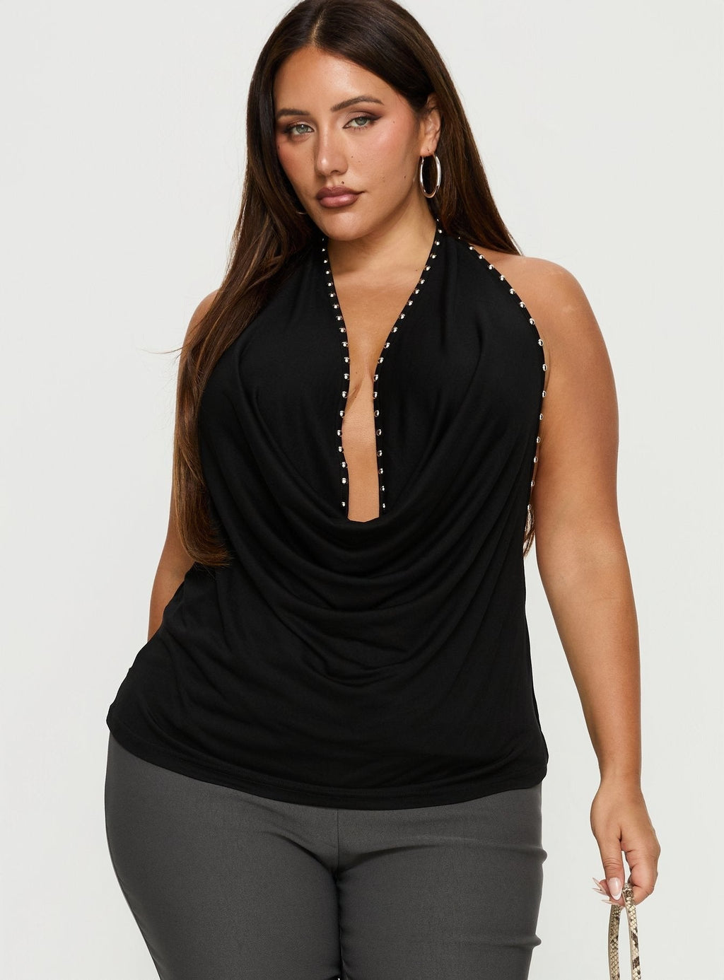 Khoda Studded Halter Top Black Curve