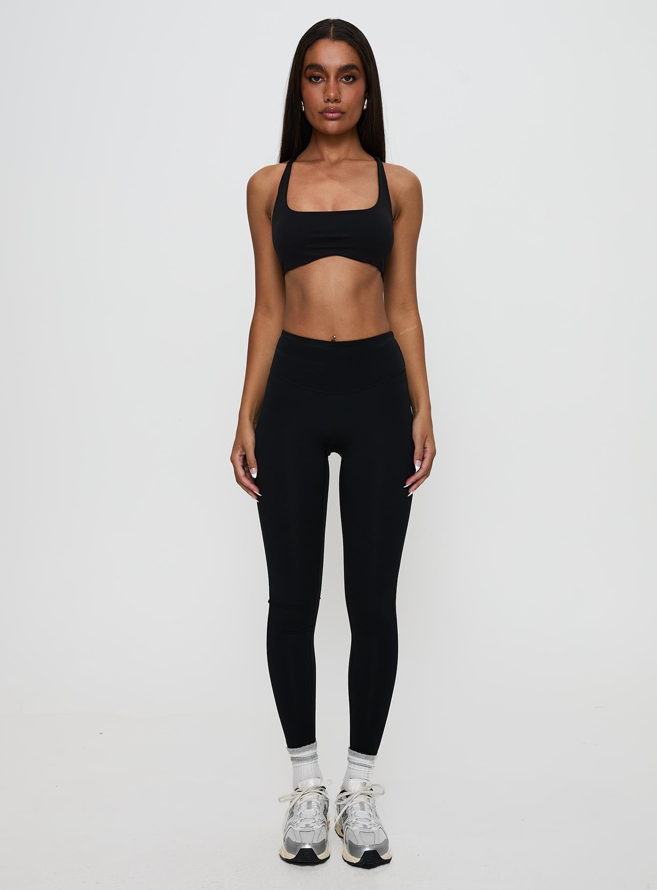 Finish Line Active Cross Back Top Black