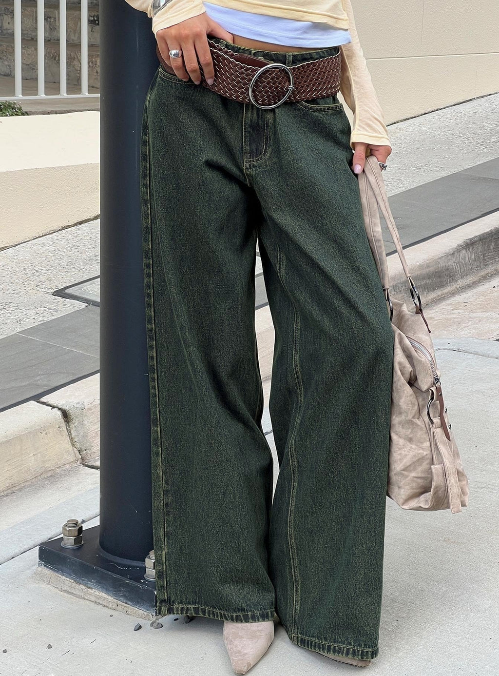 Naylor Mid Rise Wide Leg Jeans Grunge Wash