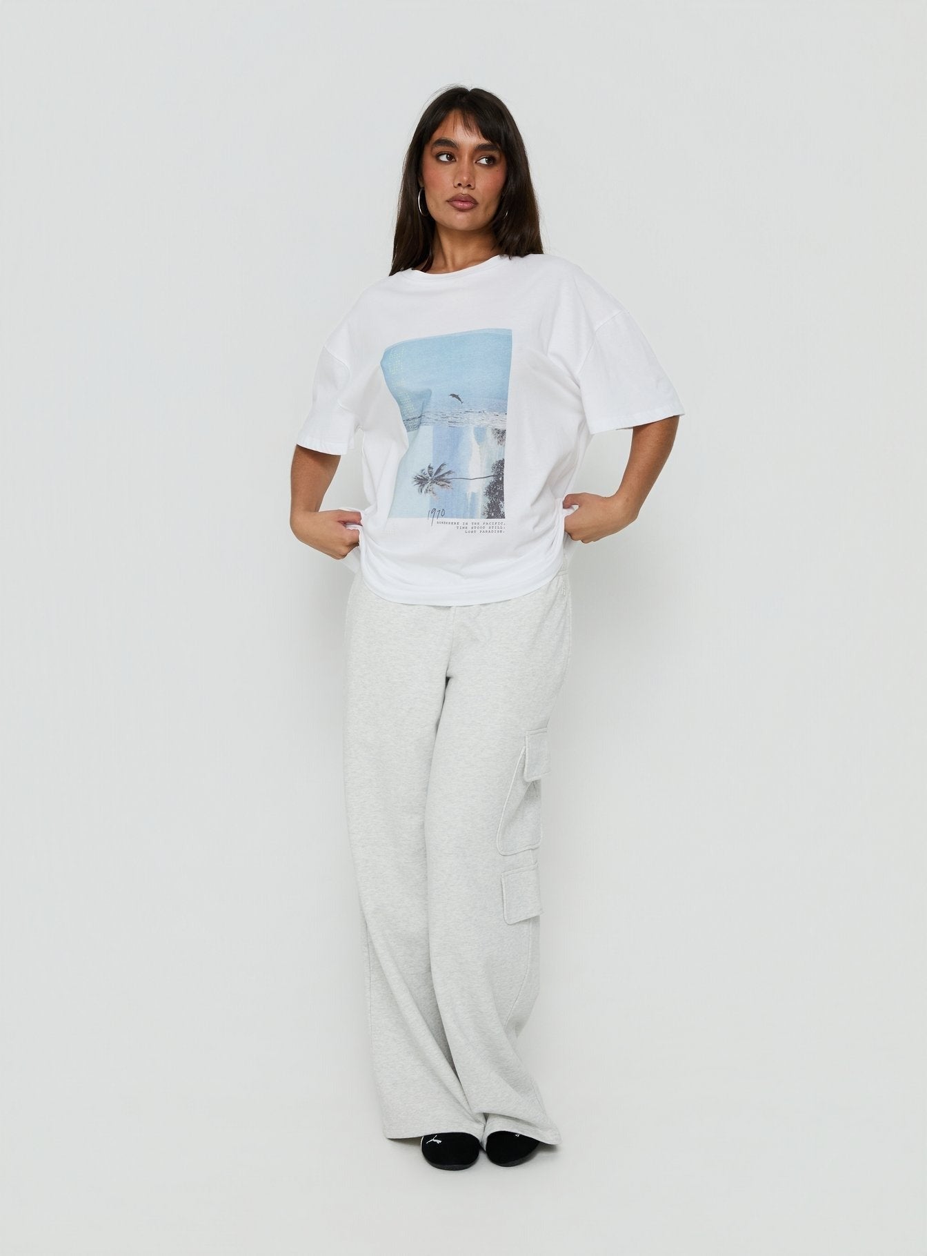 From Elsewhere Oversized Graphic Tee White