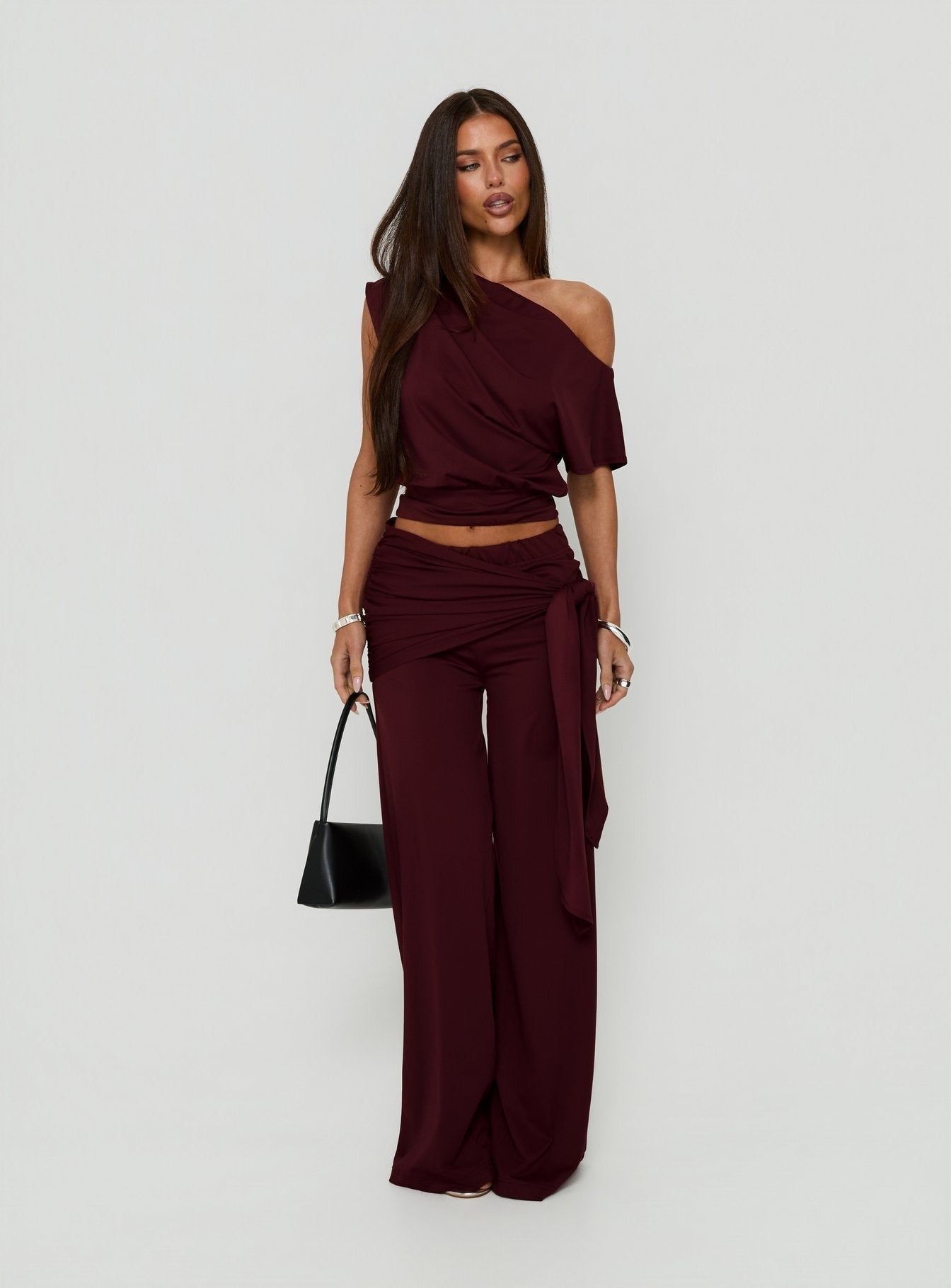 Hadlia Off Shoulder Top Burgundy