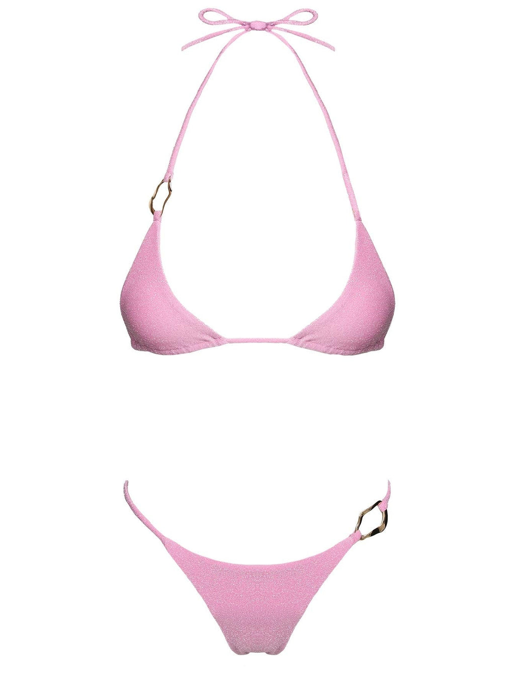 Aimi Glitter Tie Side Bikini Bottoms Pink