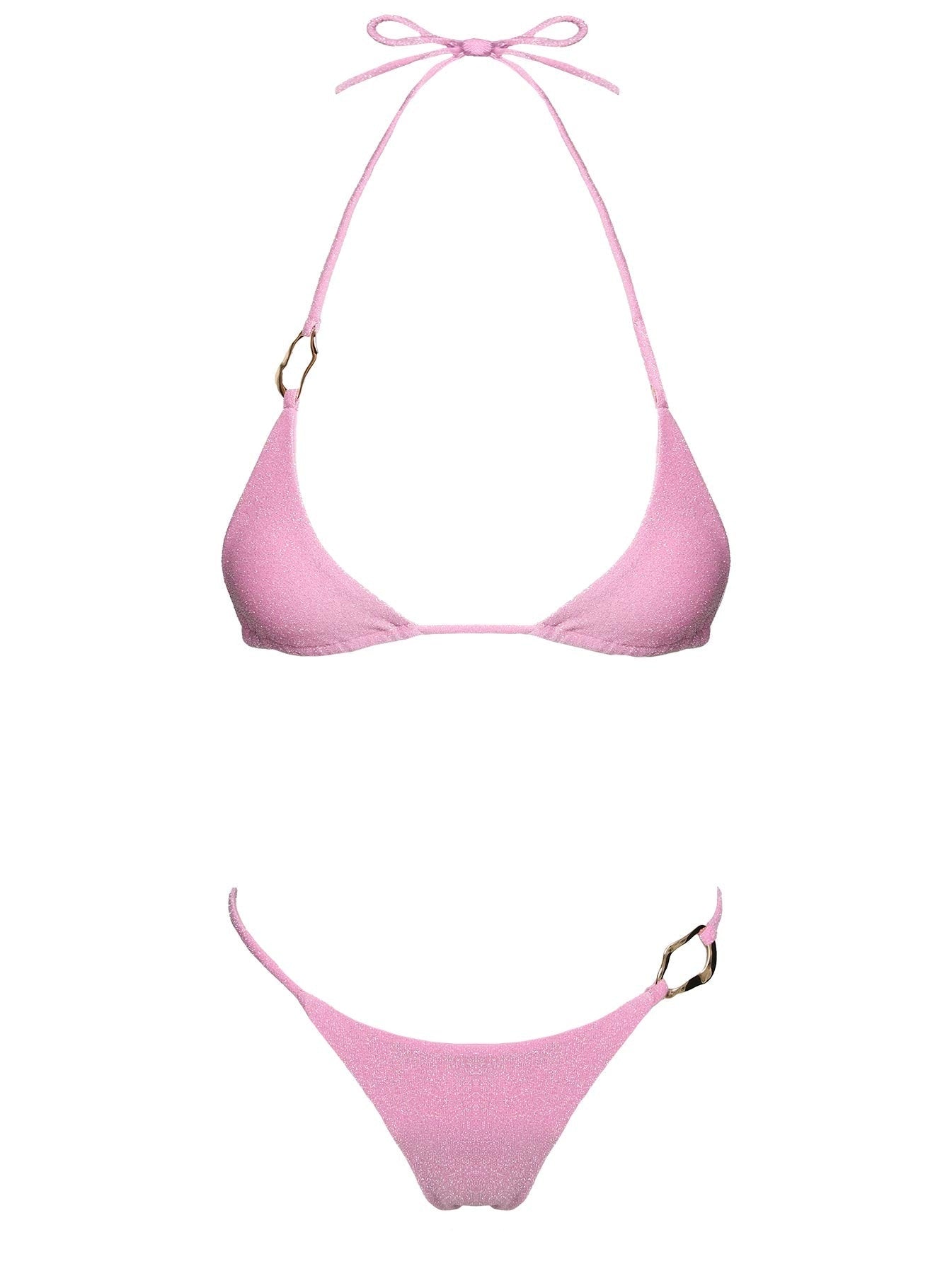 Aimi Glitter Tie Side Bikini Bottoms Pink