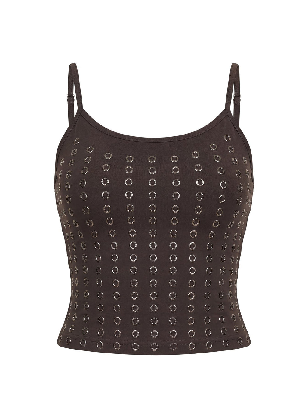 Winter Solstice Scoop Neck Eyelet Detail Top Dark Slate