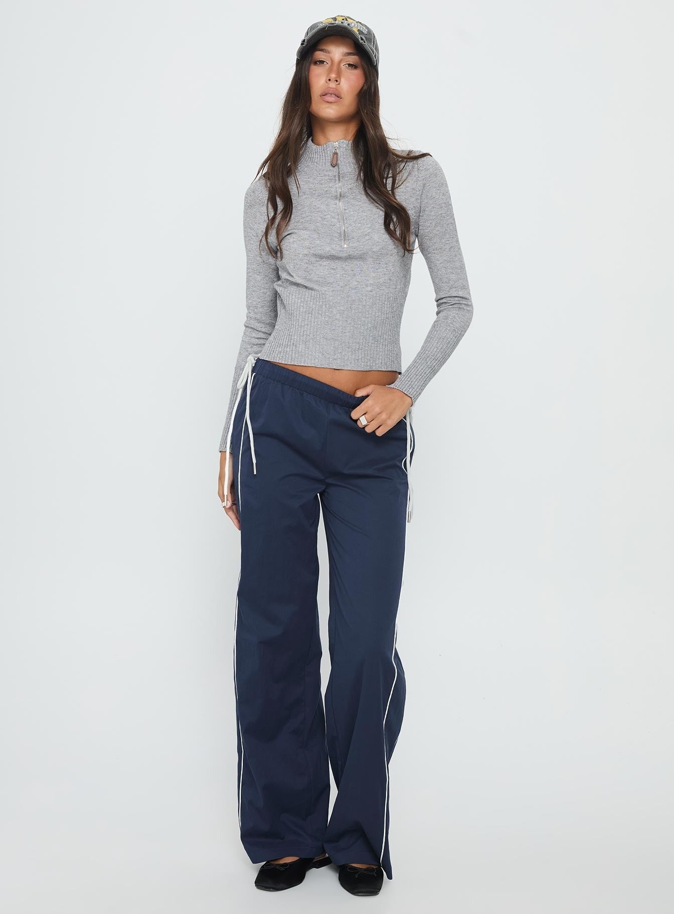 Jaycie Tie Side Track Pant Navy
