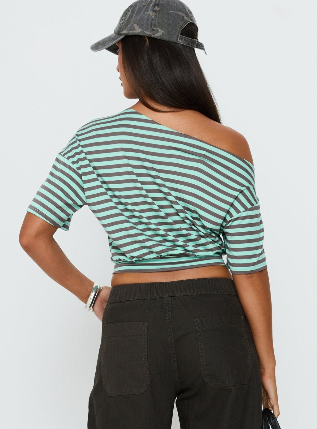 Ashlinn Off Shoulder Drapey Top Stripe