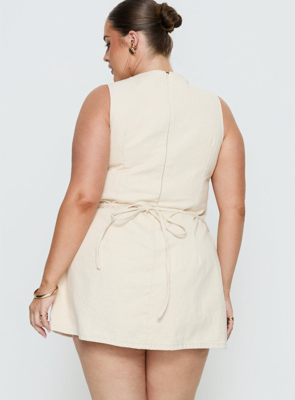 Ainsleigh Shift Denim Romper Ecru Wash Curve