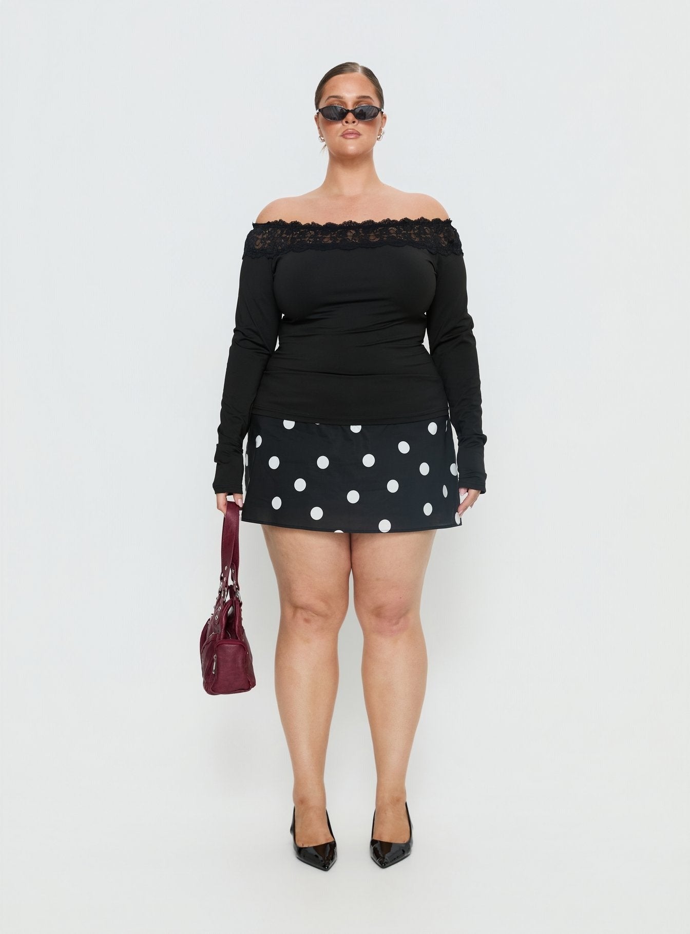 Special Treat Skort Black / White Polka Dot Curve