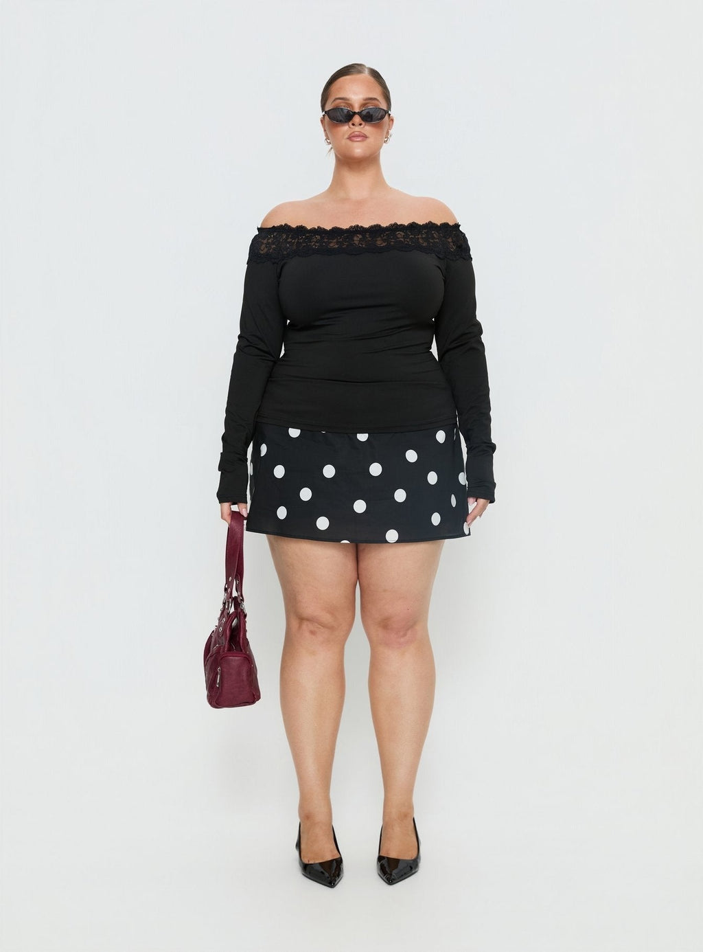 Special Treat Skort Black / White Polka Dot Curve