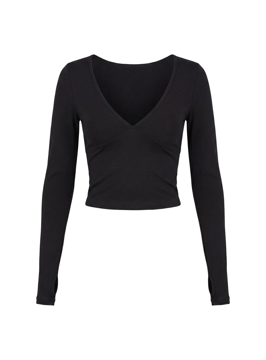 New Horizons Long Sleeve V Neck Top Black