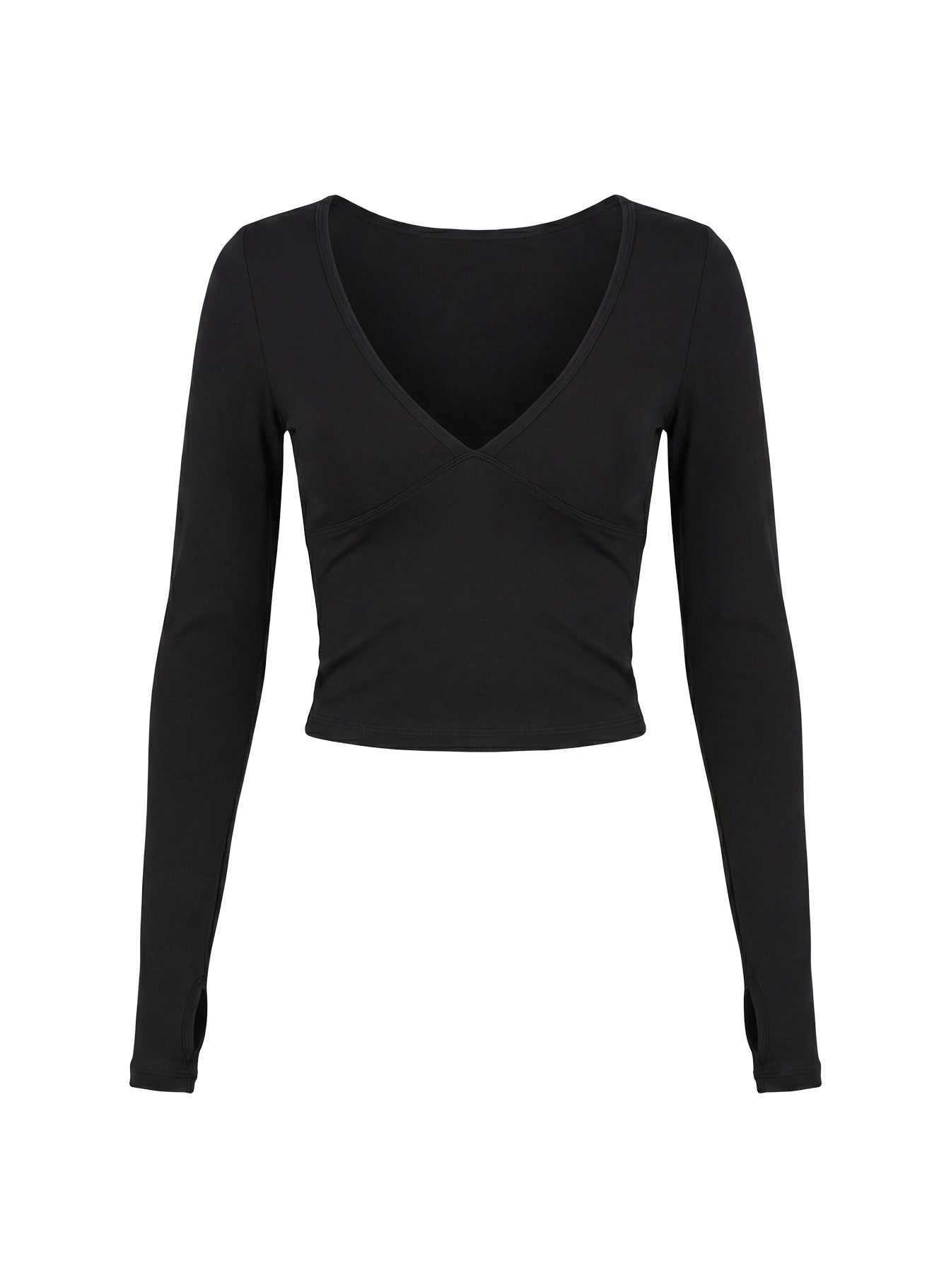 New Horizons Long Sleeve V Neck Top Black