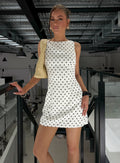 Kherin Boat Neck Romper Cream Polka