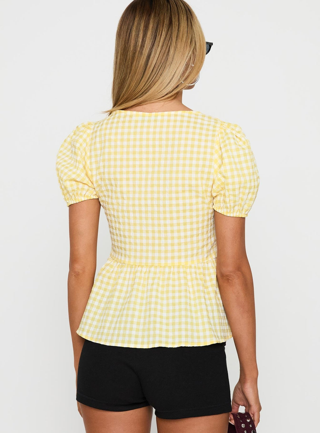 Carmelah Tie Up Top Yellow Check