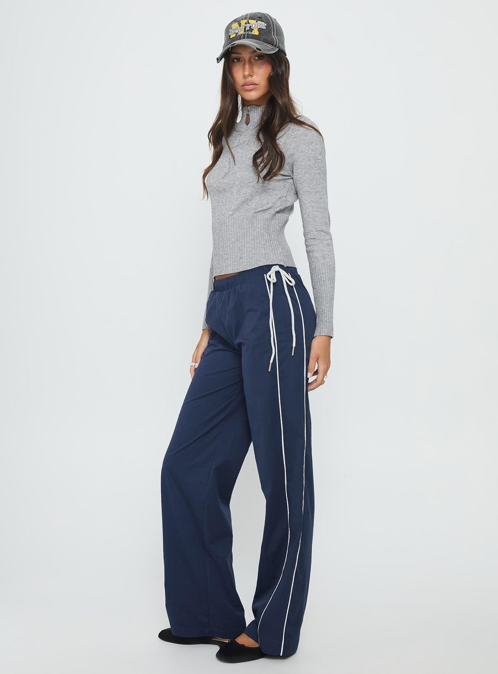 Jaycie Tie Side Track Pant Navy