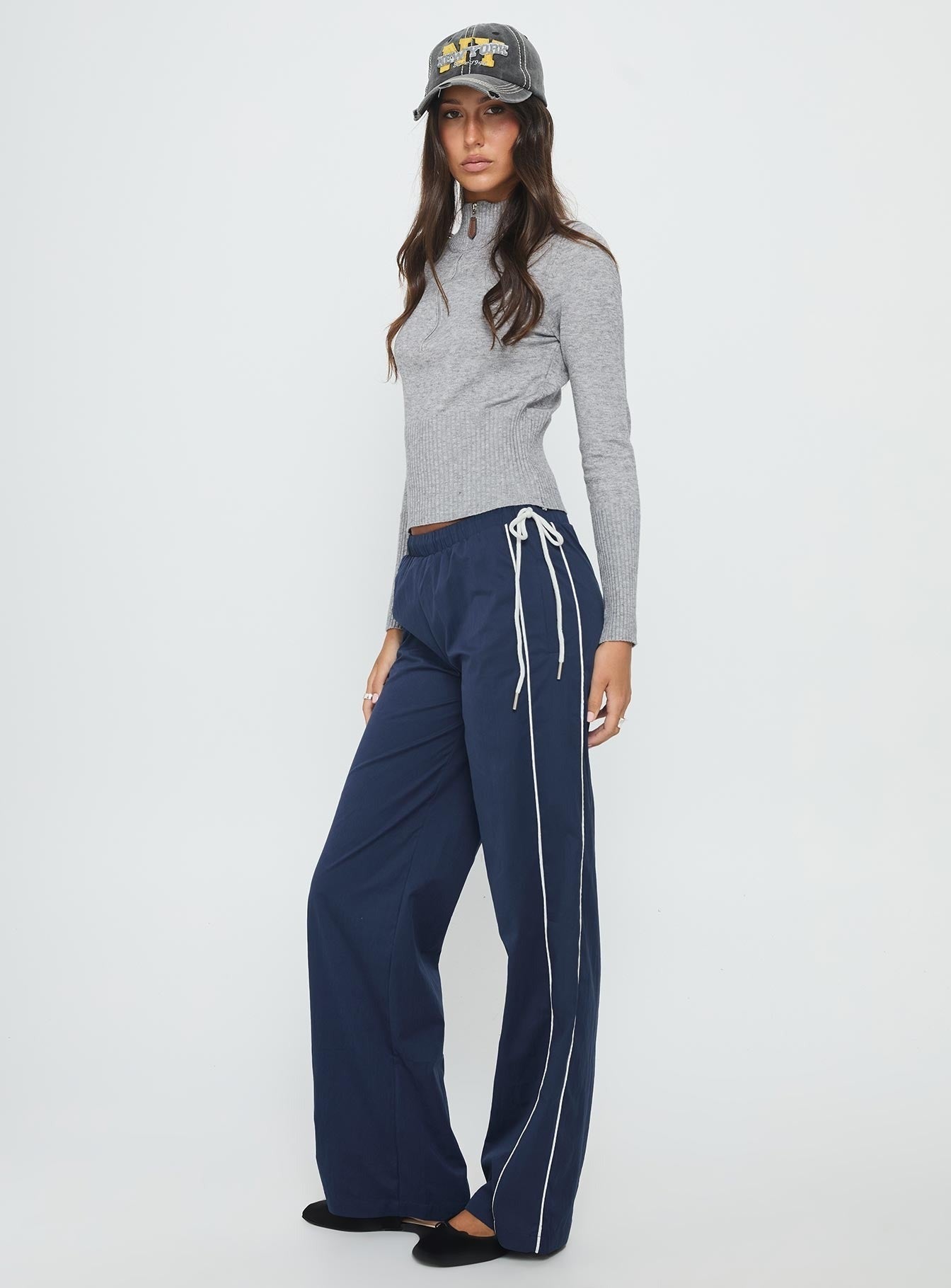 Jaycie Tie Side Track Pant Navy
