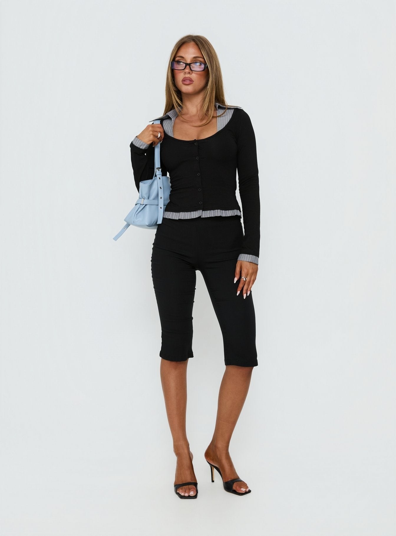 Orelie Layered Long Sleeve Knit Top Multi