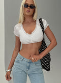 Darrby Micro Cropped Frill Top White