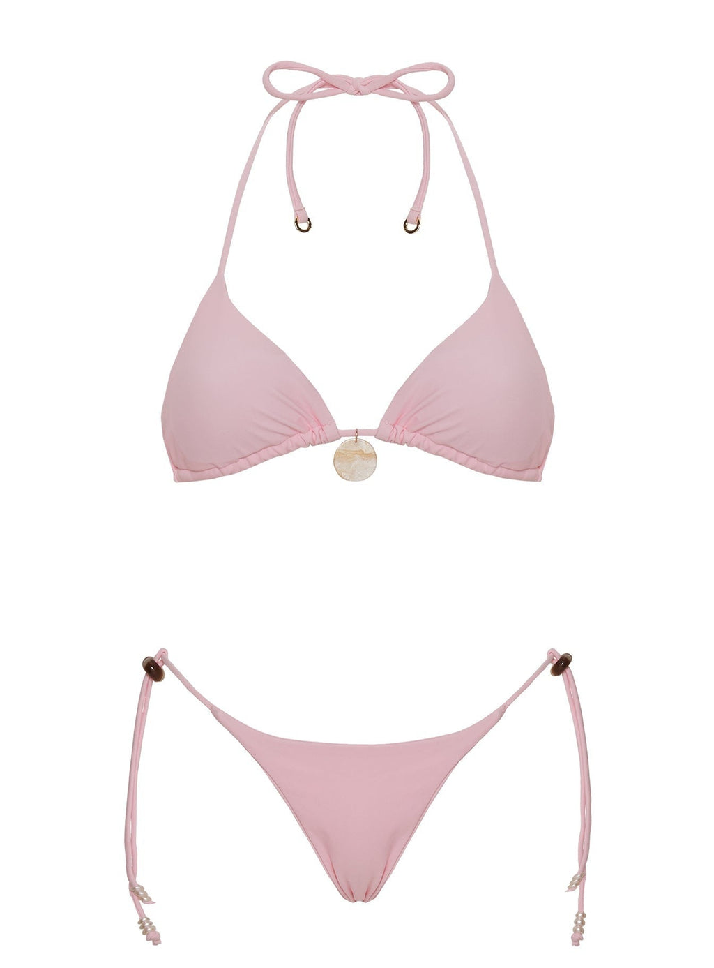 Jenner Tie Side Beaded Bikini Bottom Light Pink