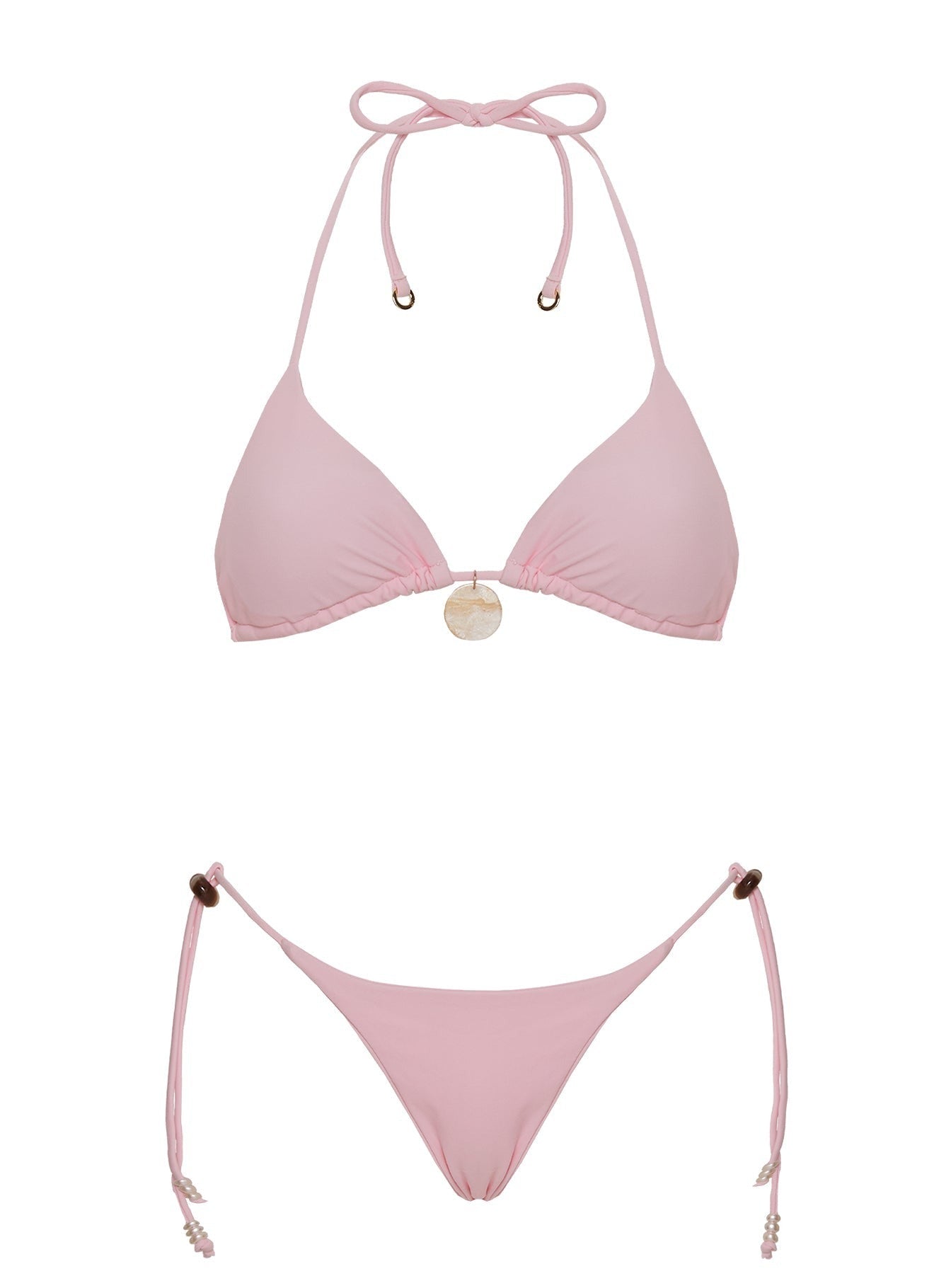 Jenner Tie Side Beaded Bikini Bottom Light Pink