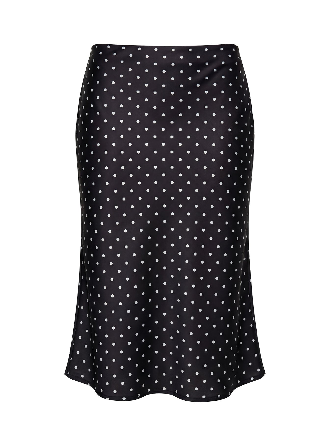 Somani Satin Midi Skirt Black Polka Dot