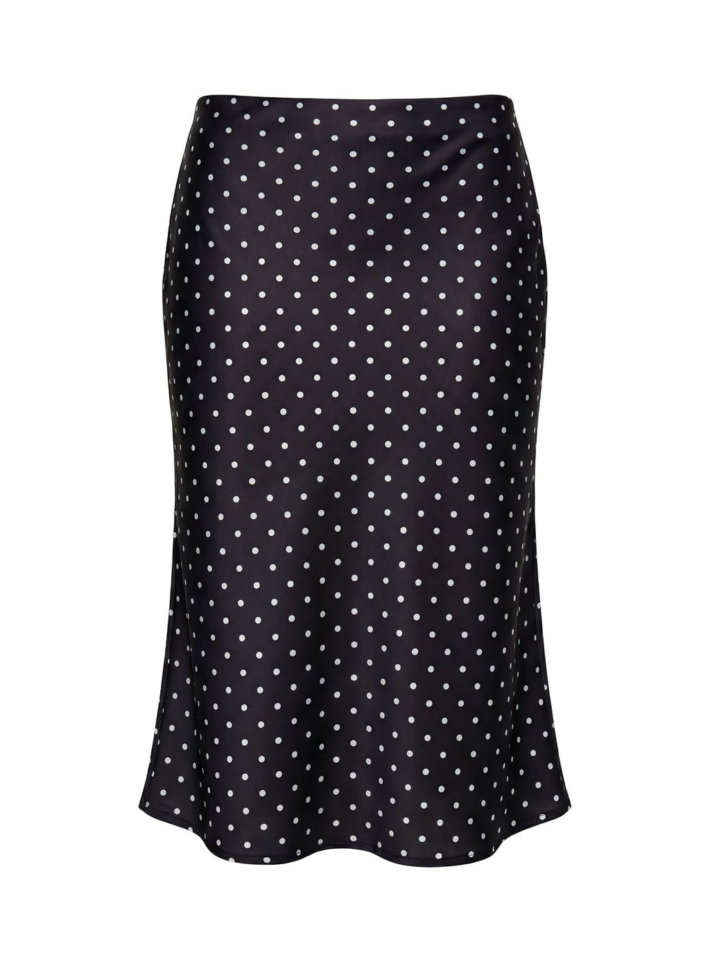 Somani Satin Midi Skirt Black Polka Dot
