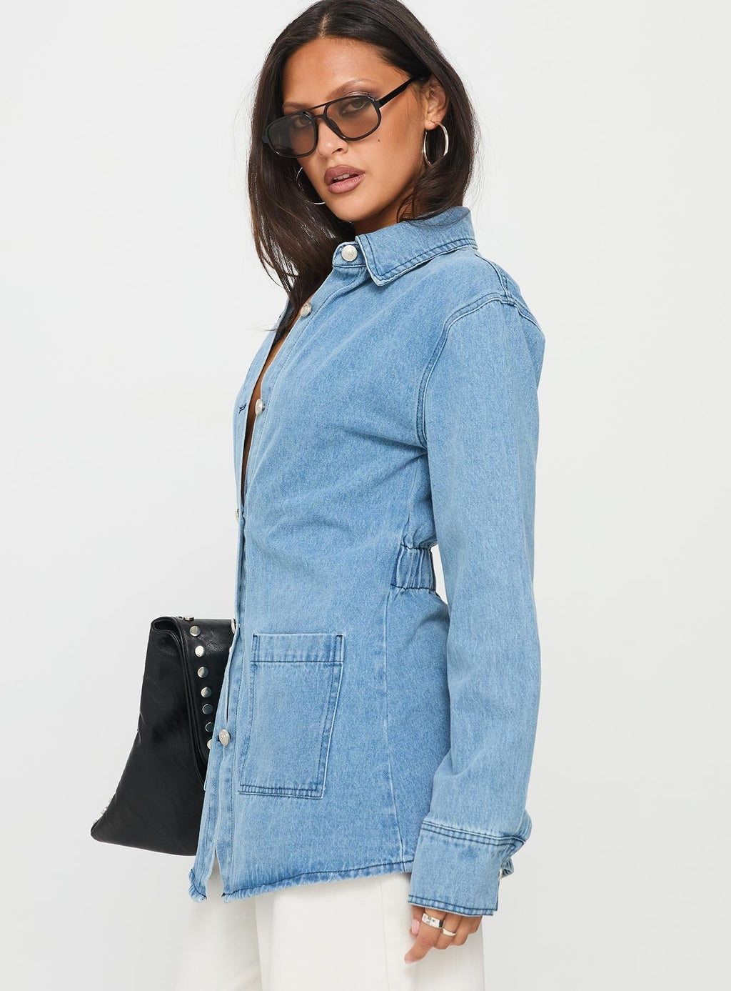 Walk Me Home Longline Jacket Blue Denim