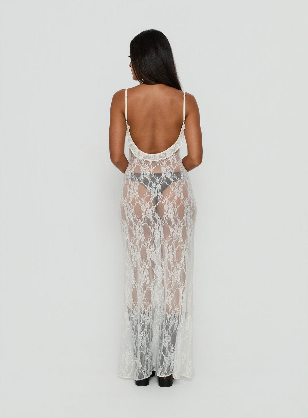 Wall Of Sound Sheer Lace Maxi Dress Antique White