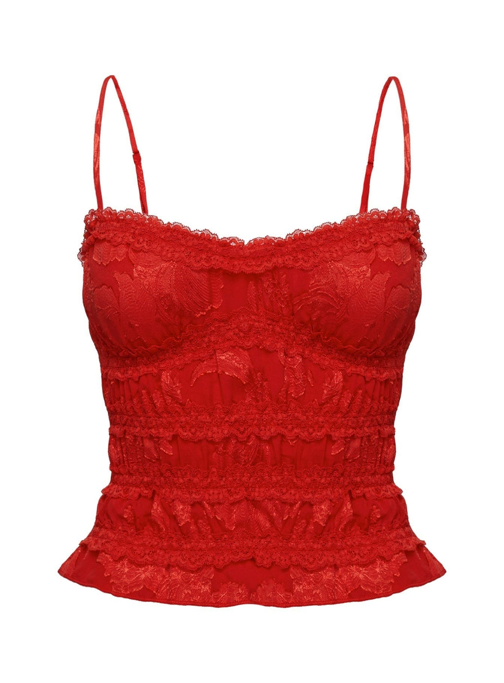 Angelie Jacquard Ruched Top Red