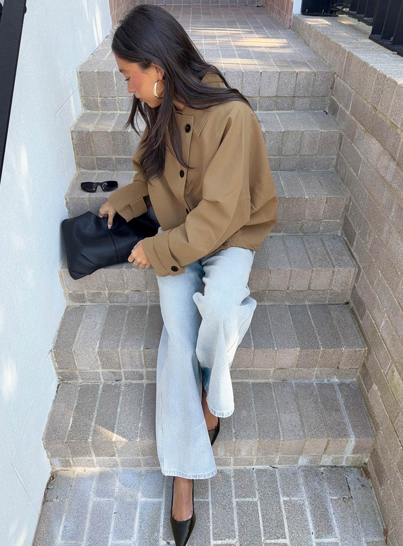 Sandria Cropped Trench Coat Beige