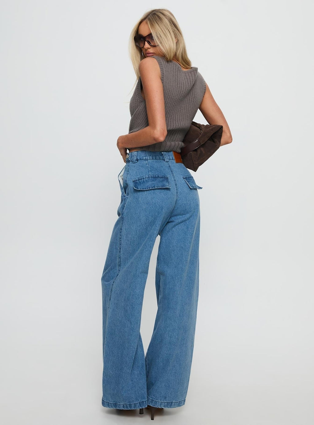 Seeker Mid Rise Wide Leg Jeans Denim