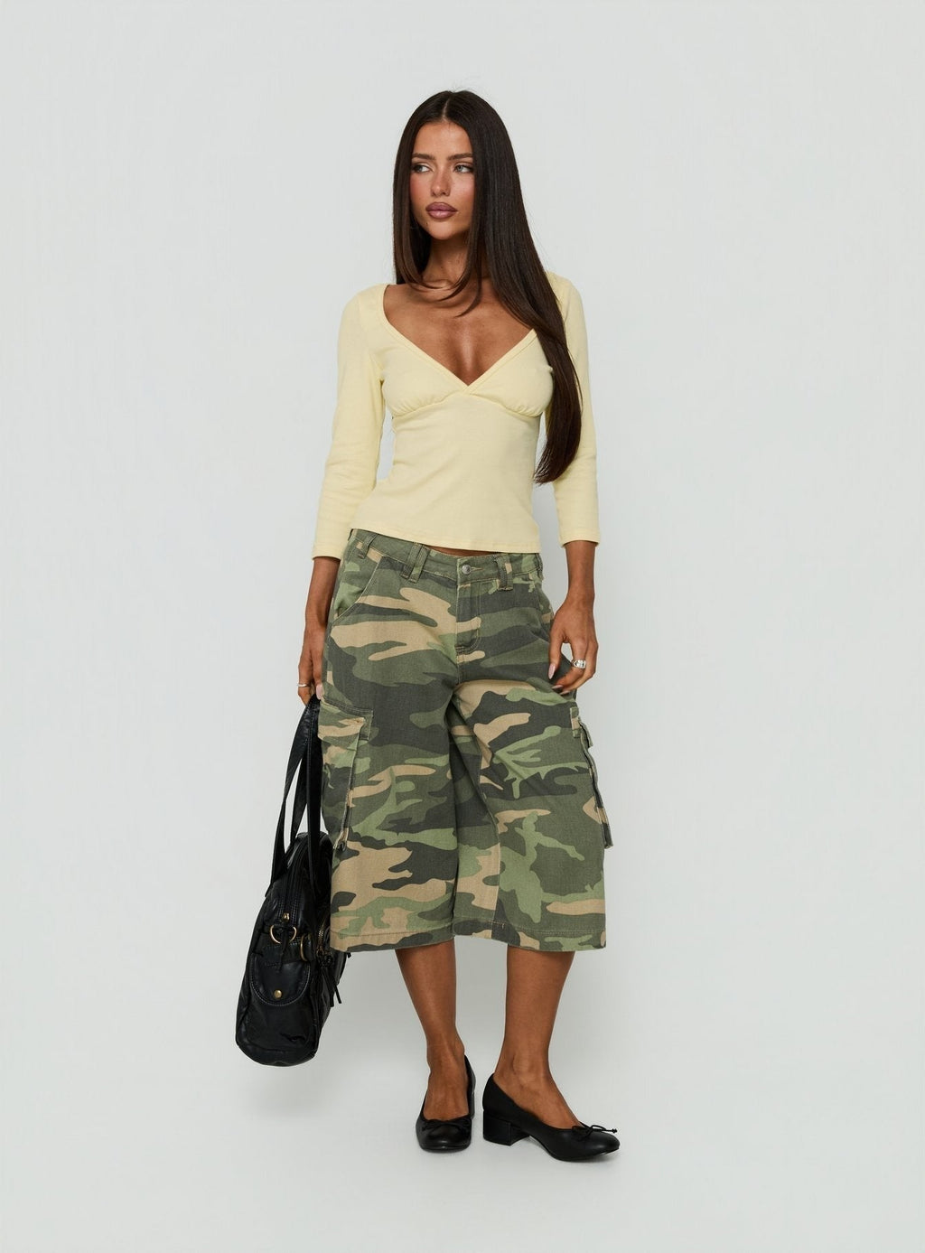 Baseline Cross Over 3/4 Sleeve Top Yellow