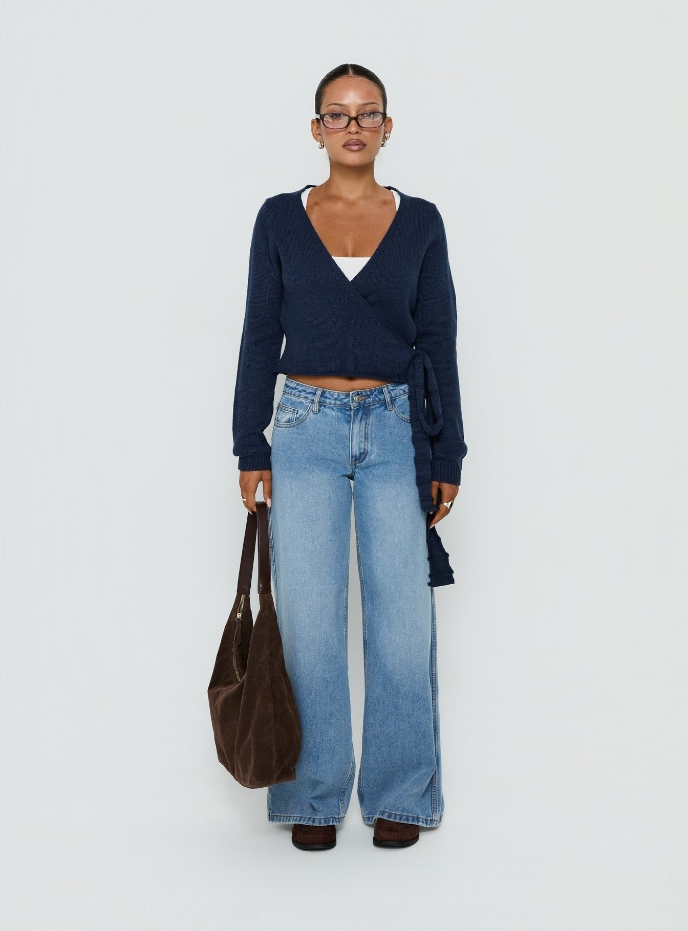 Tonee Wrap Knit Cardigan Navy