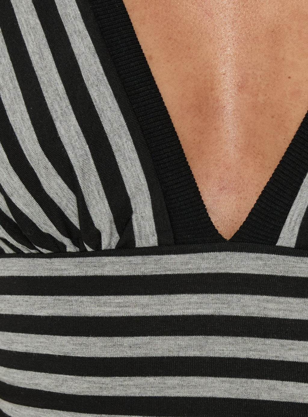Eleanorre Batwing V Neck Top Grey Stripe