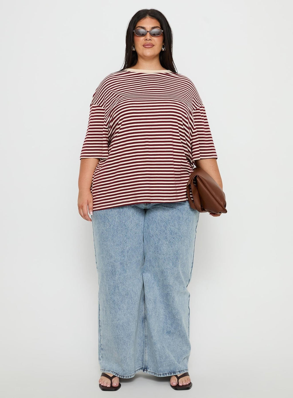 Kieryn Oversized Top Red Stripe Curve