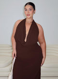 Alejandria Cowl Neck Maxi Dress Chocolate Curve
