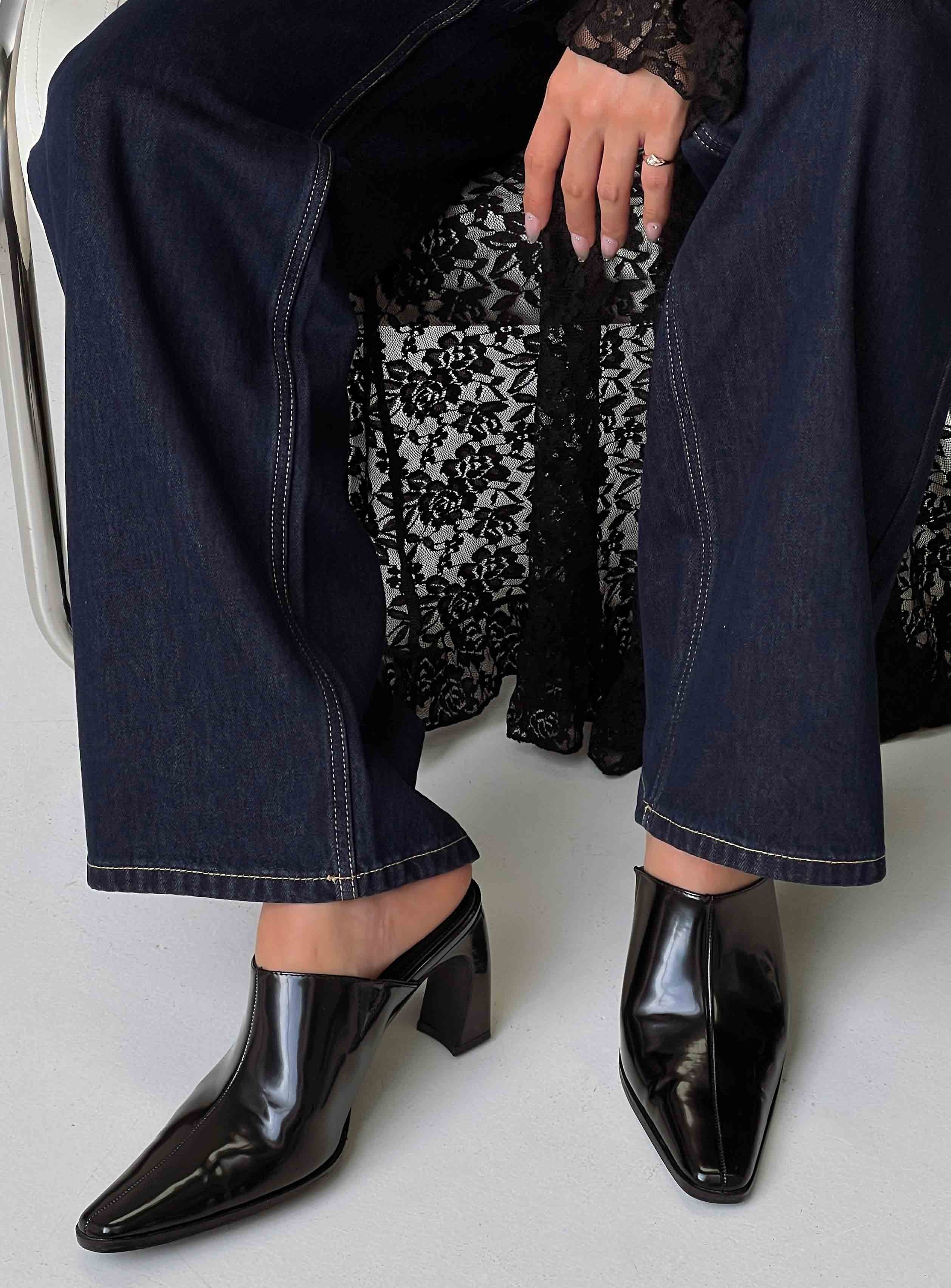 Hania Slip On Closed Toe Heels Black