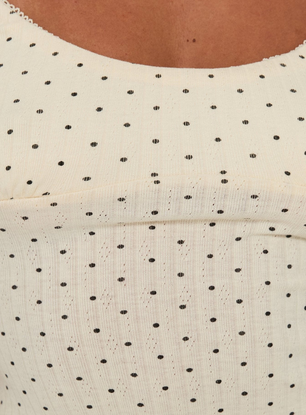 By Nightfall Pointelle Sleep Tank Top Cream Polka Dot
