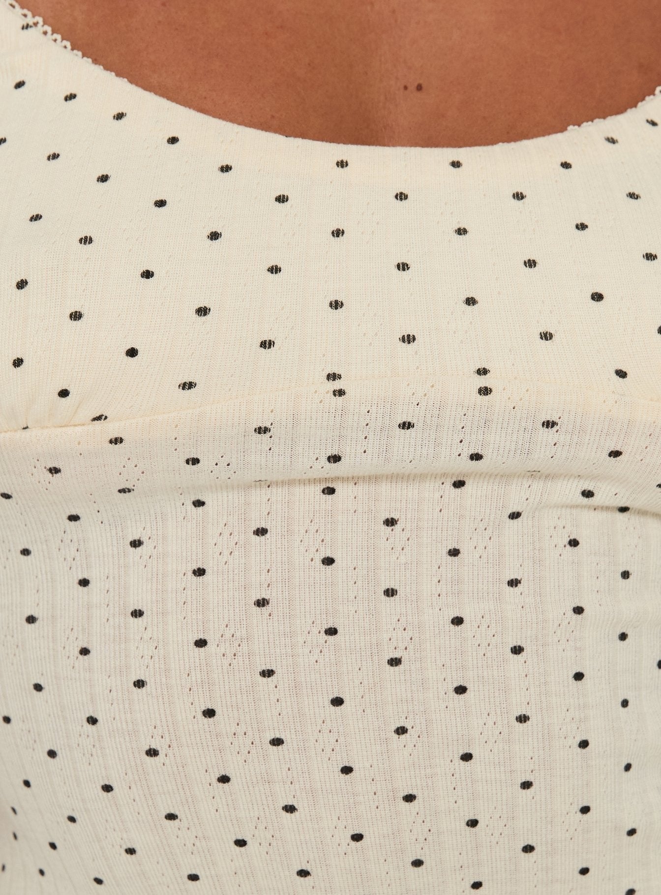 By Nightfall Pointelle Sleep Tank Top Cream Polka Dot