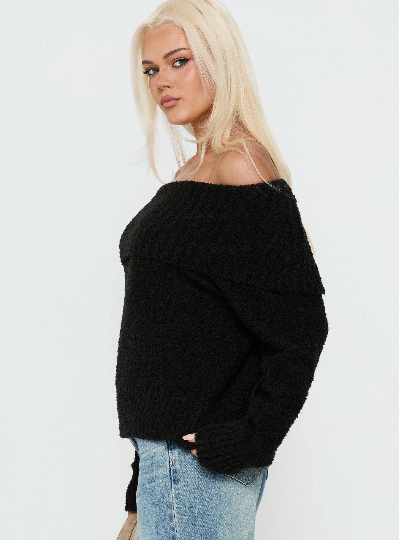 Parkley Boucle Off The Shoulder Black