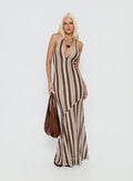 Oralee Halter Sheer Maxi Dress Multi Stripe