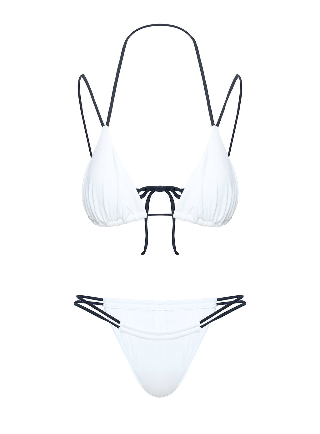 Vaylor High Cut Ruched Bikini Bottoms White